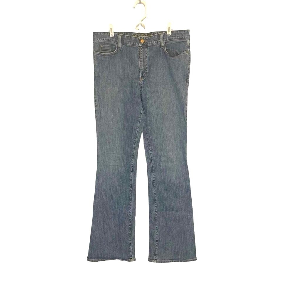 Eddie‎ Bauer Classic Fit Bootcut Jeans Womens 14T Tall Medium Wash Blue Denim